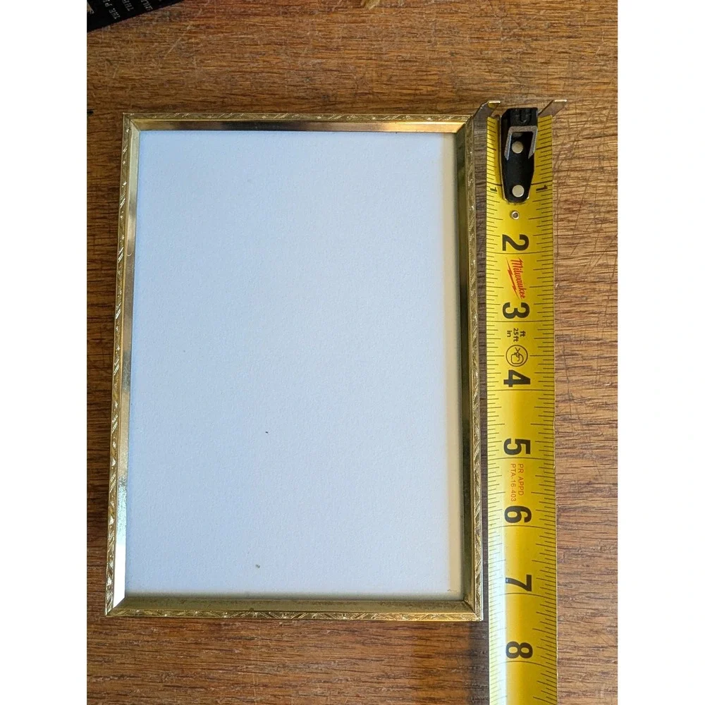 Vintage Gold Etched Metal Photo Frame 5x7 Tabletop Wall Mount Ornate Design